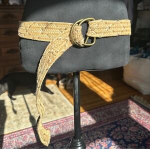 Woven Jute Rope Belt Brass Buckle Boho Beach Casual Women